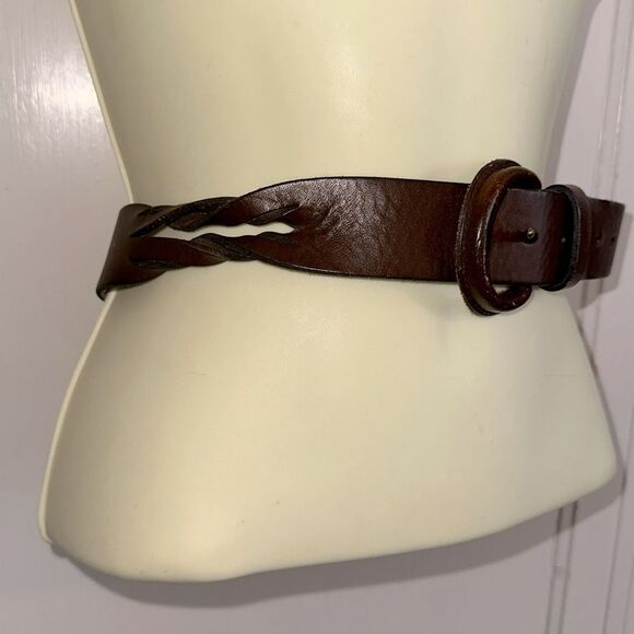 Fossil Wide Brown Twisted Leather Belt - Picture 2 of 8